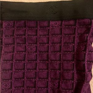 Chanel Fancy Jacquard 3D Square Design Opaque Tights With Chanel Logos - Size 3